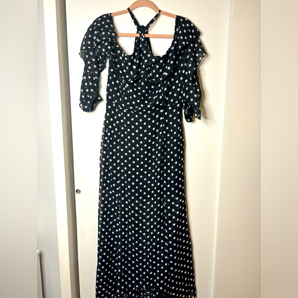 Elegant Black Polka Dot Dress